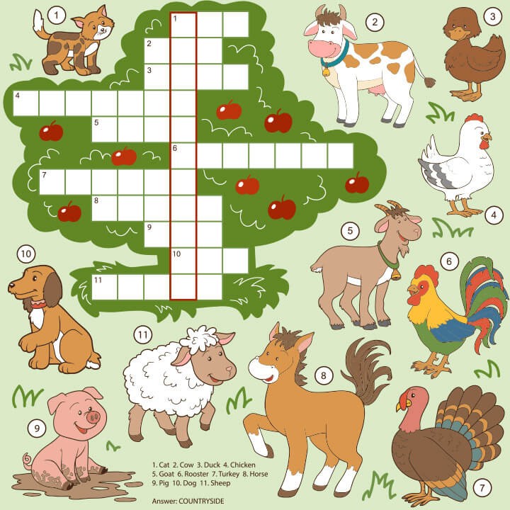 Crosswords 15 برگه رایگان انگلیسی برای آموزش و تمرین کودکان